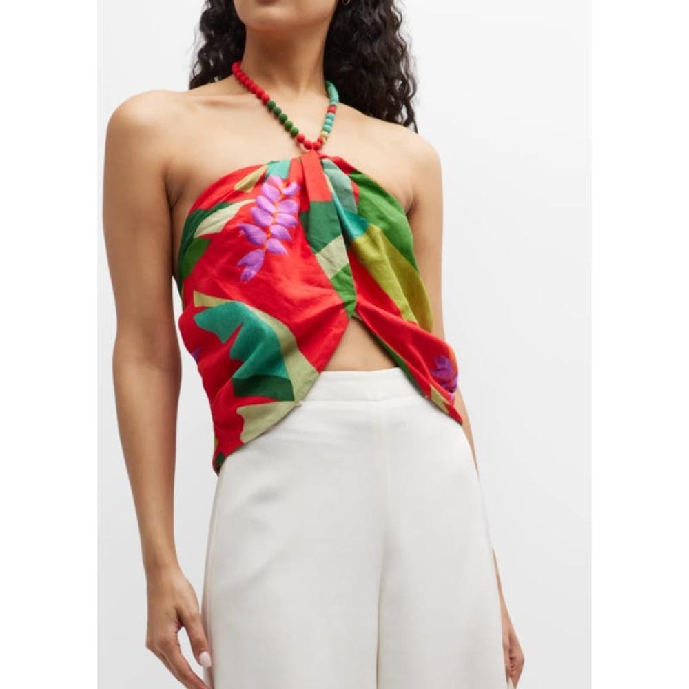 Farm Rio Heliconia Halter Crop Top